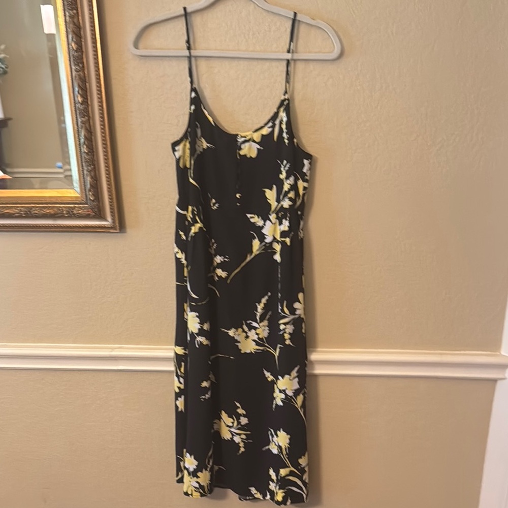 Black and Cream Spaghetti Strap Slip Midi Dress